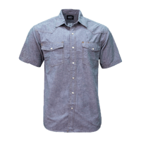 BLUE CHAMBRAY SHORT SLEEVE WESTERN SHIRT